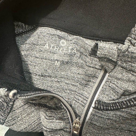 ATHLETA Running Wild Track Jacket Colorblock Black Gray Space Dye 1/2 Zip Run - Picture 11 of 14